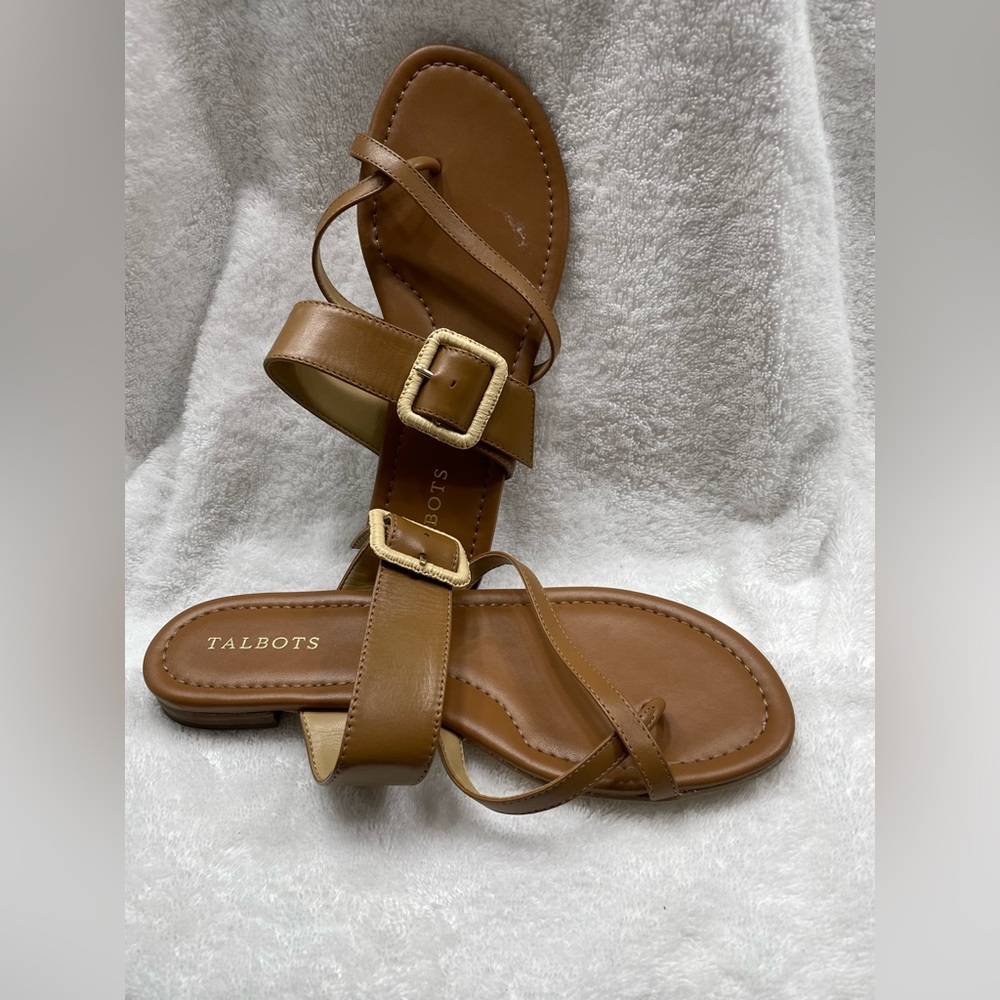 Talbots’s GIA Saddle Tan Nappa Leather Thong Sandal,, size 8med - Picture 2 of 6